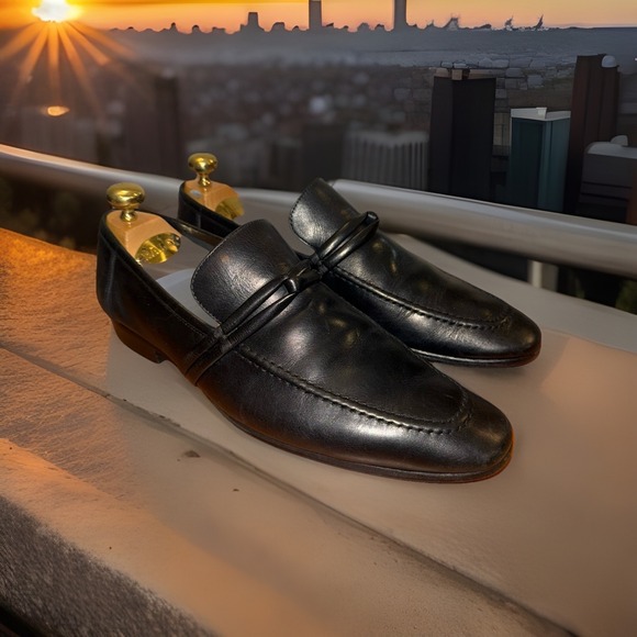gucci black leather men's loafer size 10